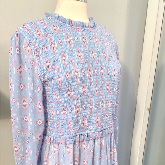 Size XL Simply Southern Smocked Dress Pastel Blue Modest Feminine Ruffle Hem NWT - Picture 7 of 13
